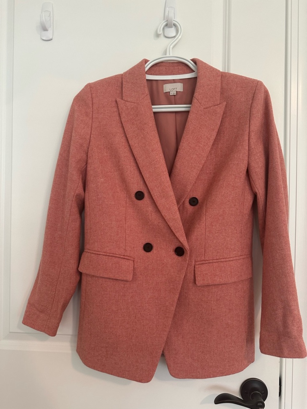 LOFT Double-Breasted Blazer in Dusty Rose